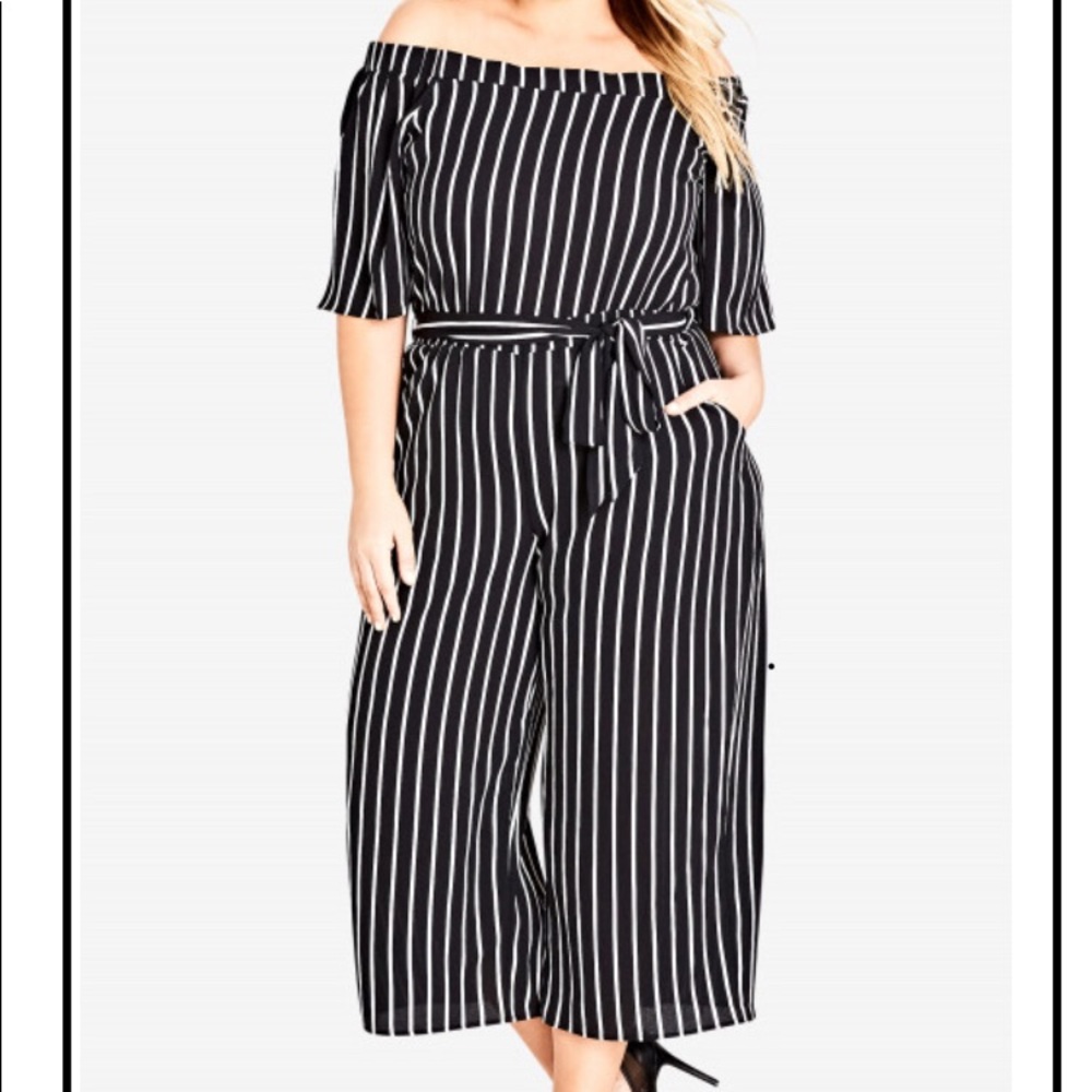 City Chic Striped Jumpsuit! Size S/16